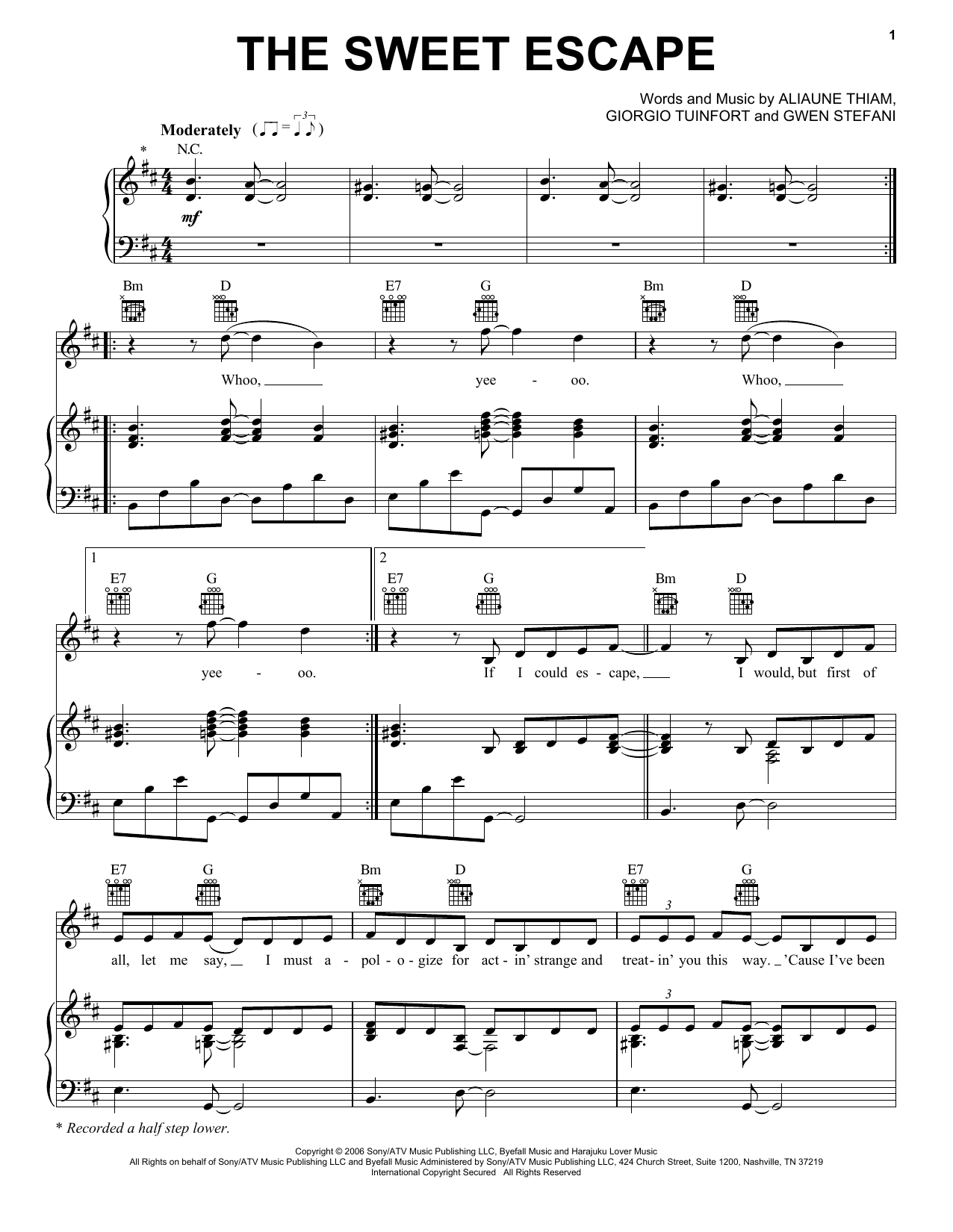 Learn to play Gwen Stefani The Sweet Escape (feat. Akon) sheet music for Easy Guitar Tab in minutes. Gwen Stefani The Sweet Escape (feat. Akon) sheet music notes and chords. Download Printable PDF.
