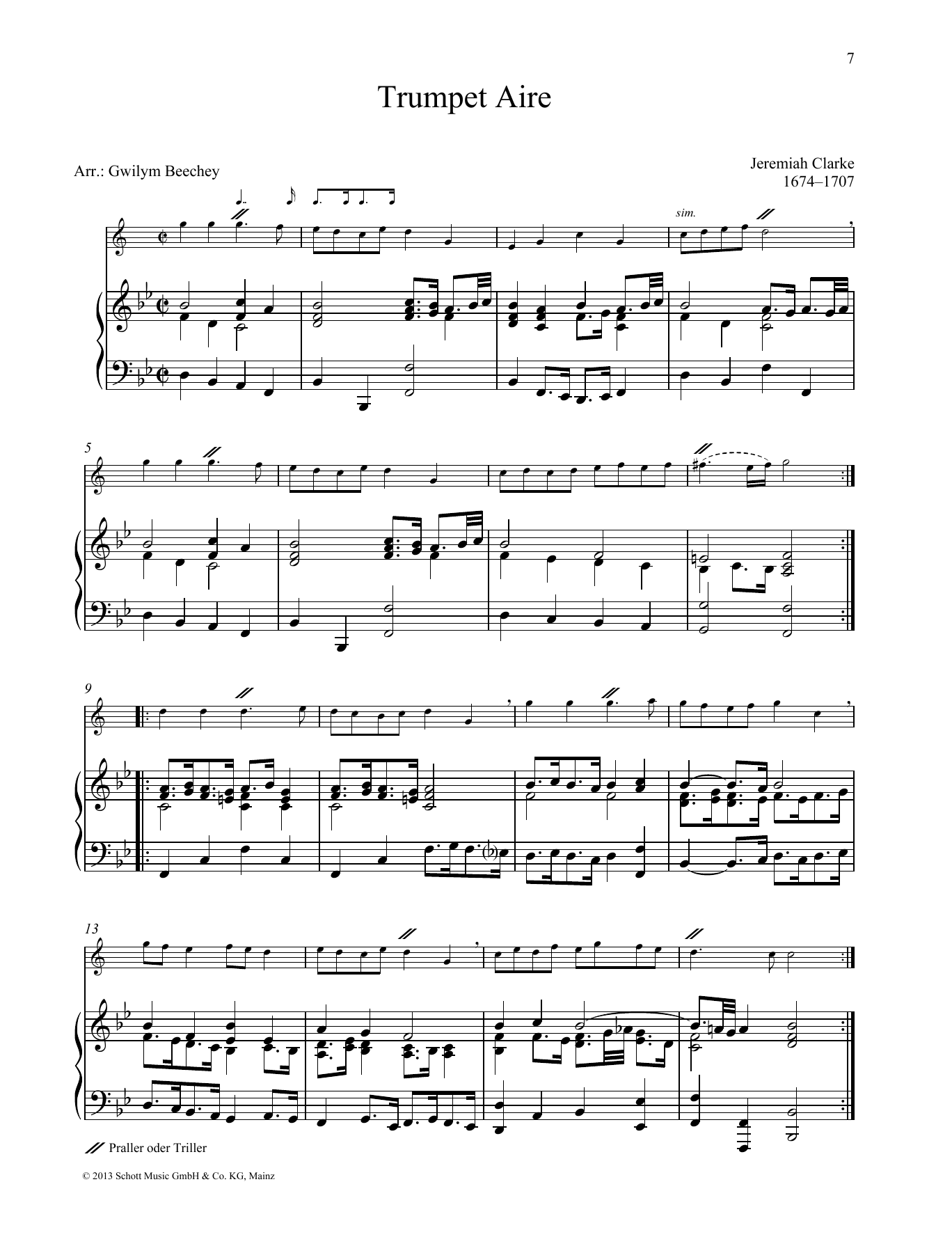 Gwilym Beechey Trumpet Air sheet music notes and chords. Download Printable PDF.