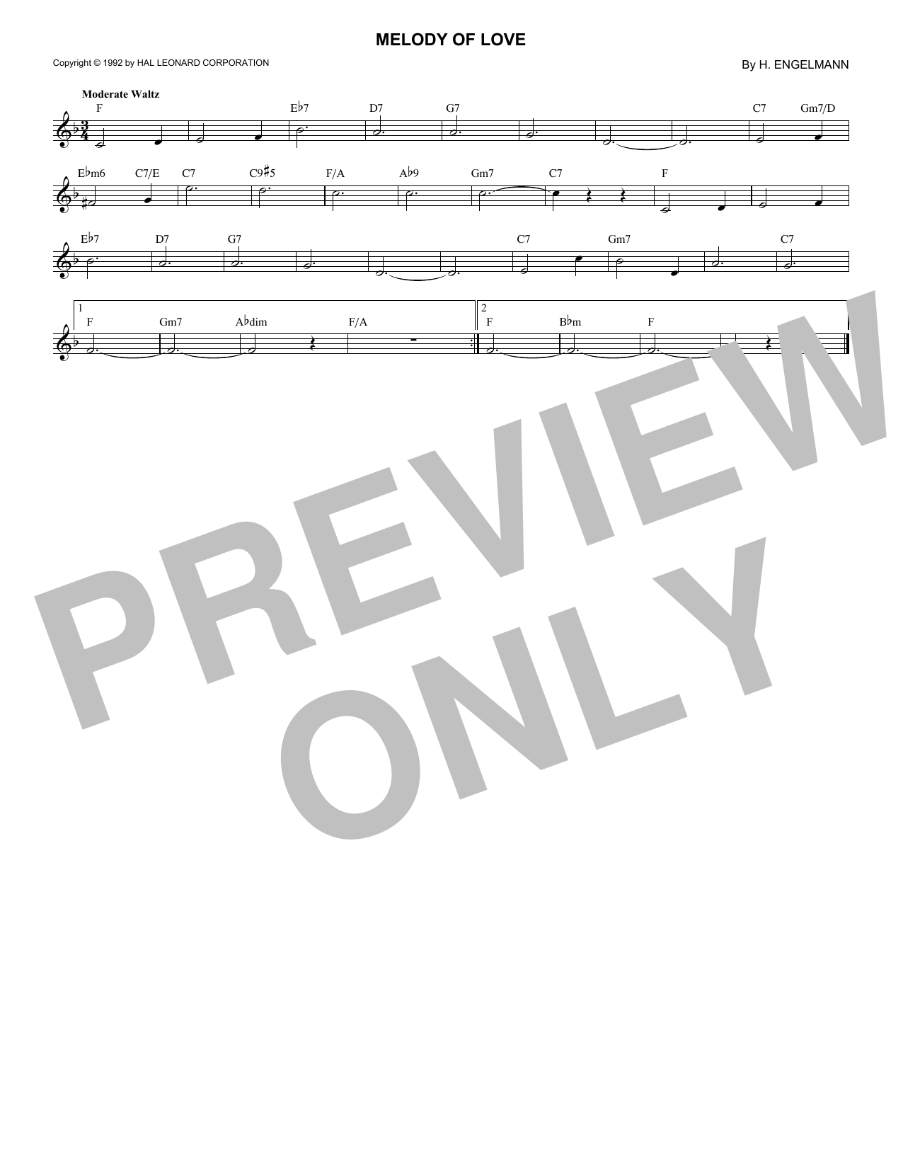 H. Engelmann Melody Of Love sheet music notes and chords. Download Printable PDF.