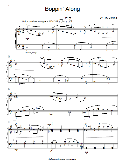 Tony Caramia Boppin' Along sheet music notes and chords arranged for Educational Piano