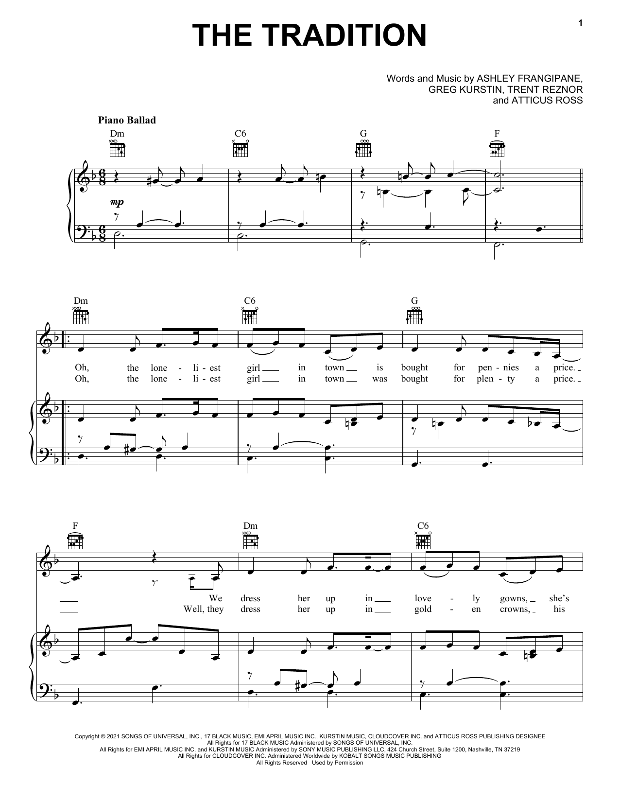 Halsey The Tradition sheet music notes and chords. Download Printable PDF.