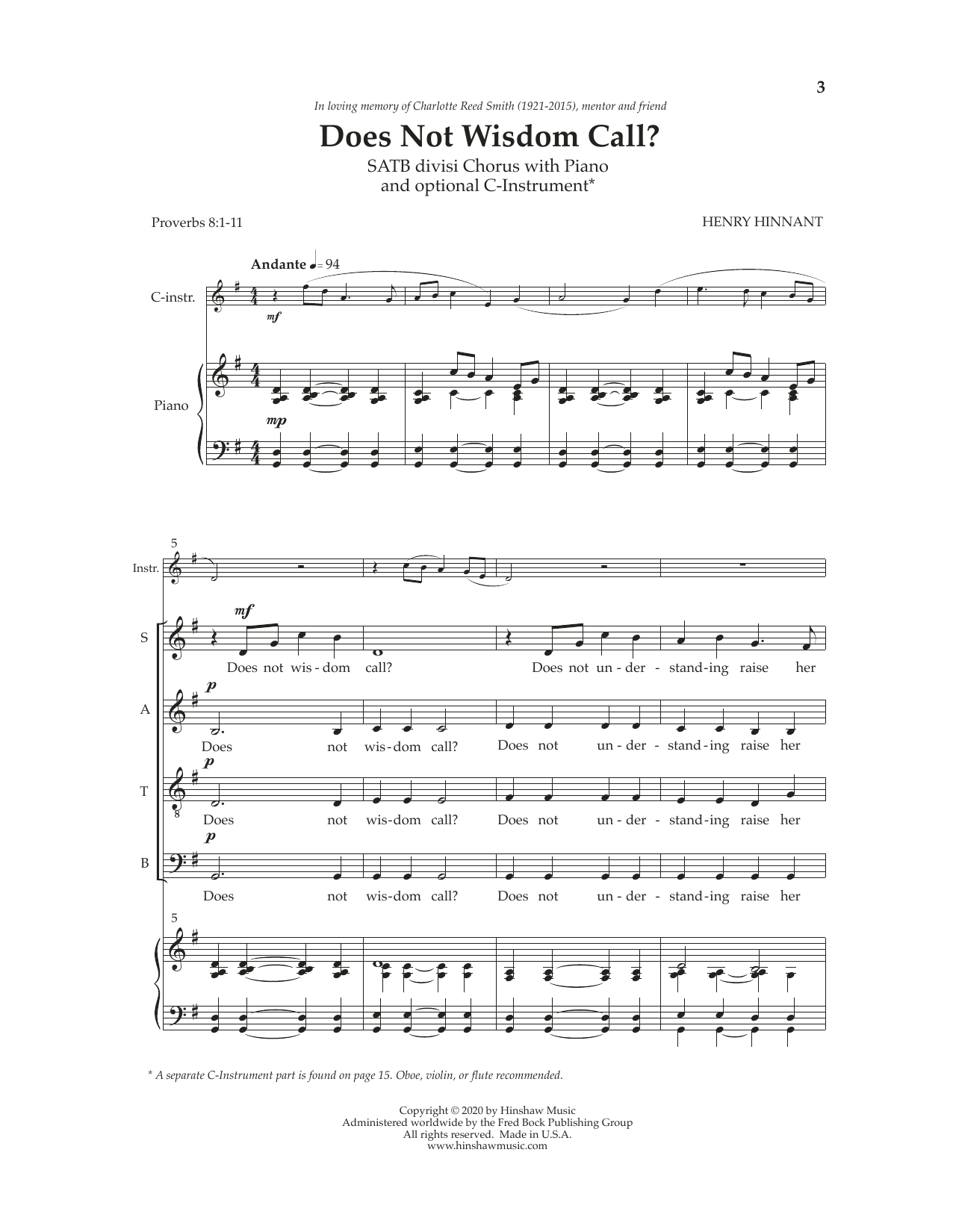Learn to play Hank Hinnant Does Not Wisdom Call? sheet music for SATB Choir in minutes. Price: 3.9900$ Hank Hinnant Does Not Wisdom Call? sheet music notes and chords arranged for SATB Choir
