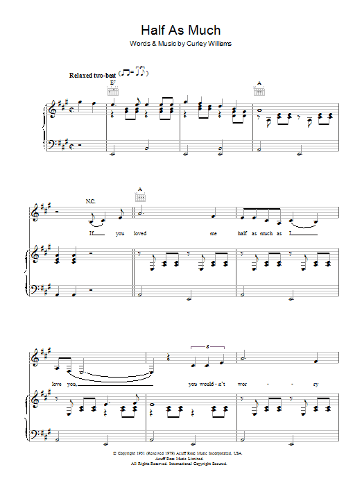 Hank Williams Half As Much sheet music notes and chords. Download Printable PDF.