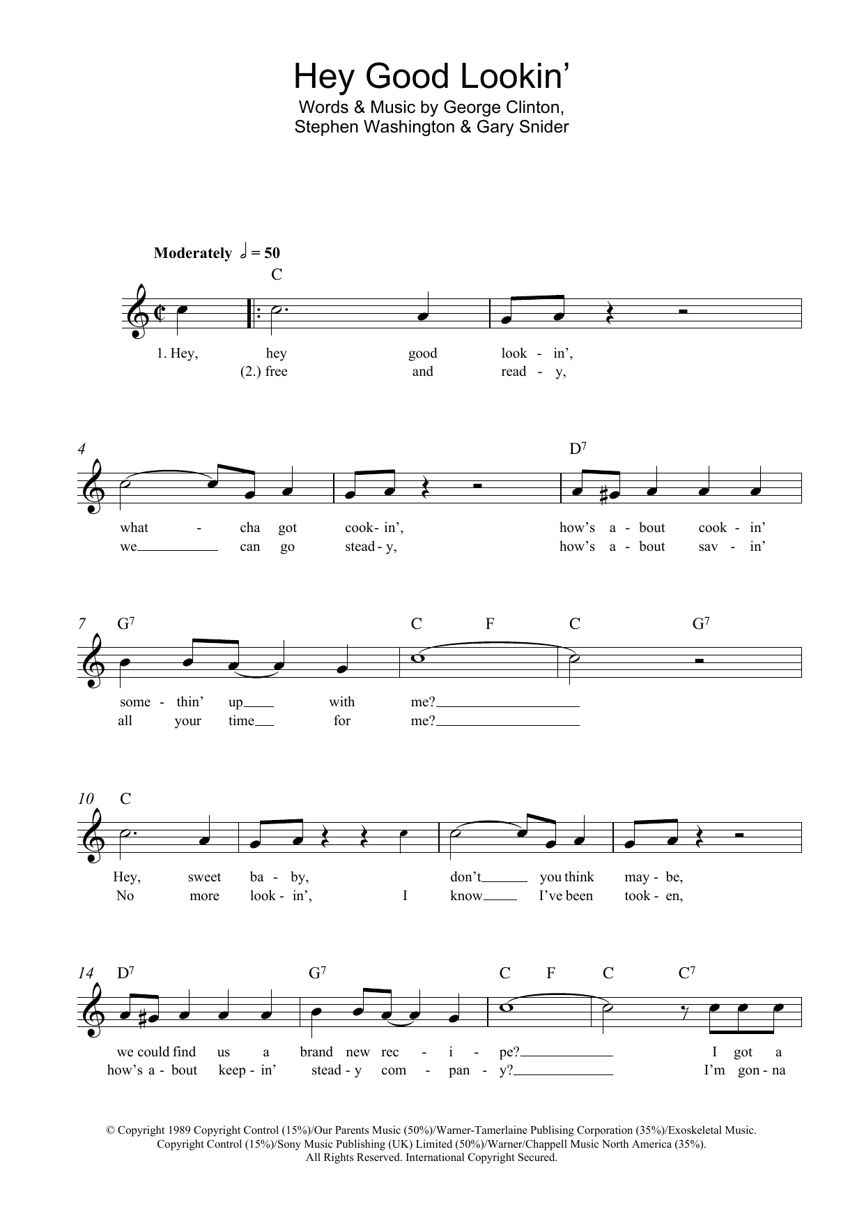 Learn to play Hank Williams Hey Good Lookin' sheet music for Lead Sheet / Fake Book in minutes. Hank Williams Hey Good Lookin' sheet music notes and chords. Download Printable PDF.