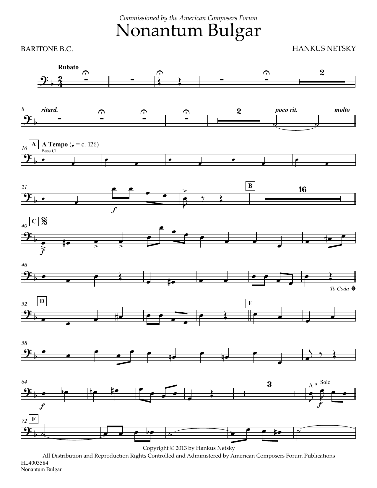 Learn to play Hankus Netsky Nonantum Bulgar - Baritone B.C. sheet music for Concert Band in minutes. Price: 5.9900$ Hankus Netsky Nonantum Bulgar - Baritone B.C. sheet music notes and chords arranged for Concert Band