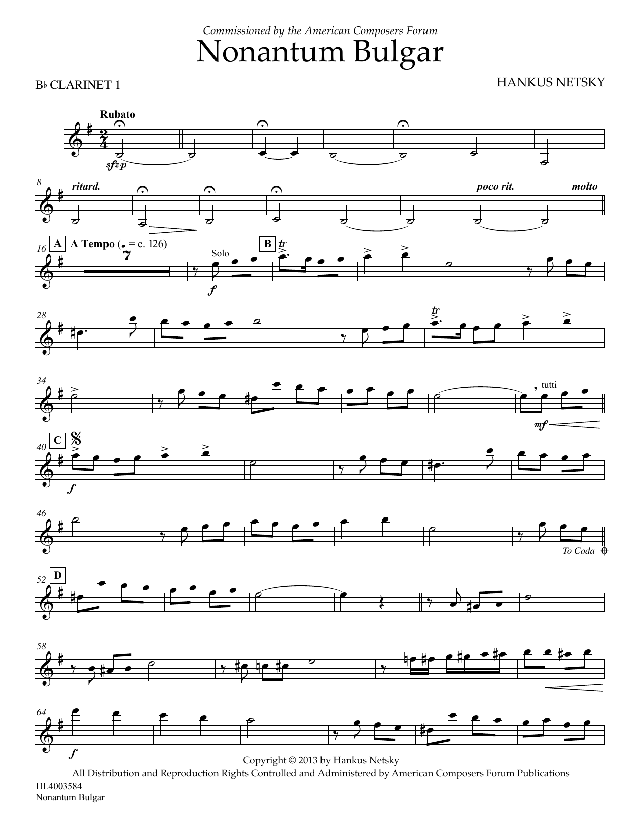 Learn to play Hankus Netsky Nonantum Bulgar - Clarinet 1 sheet music for Concert Band in minutes. Price: 5.9900$ Hankus Netsky Nonantum Bulgar - Clarinet 1 sheet music notes and chords arranged for Concert Band