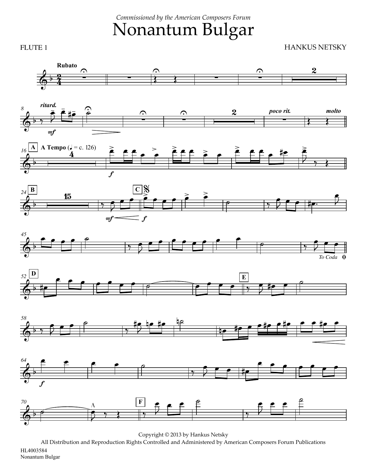 Learn to play Hankus Netsky Nonantum Bulgar - Flute 1 sheet music for Concert Band in minutes. Price: 5.9900$ Hankus Netsky Nonantum Bulgar - Flute 1 sheet music notes and chords arranged for Concert Band
