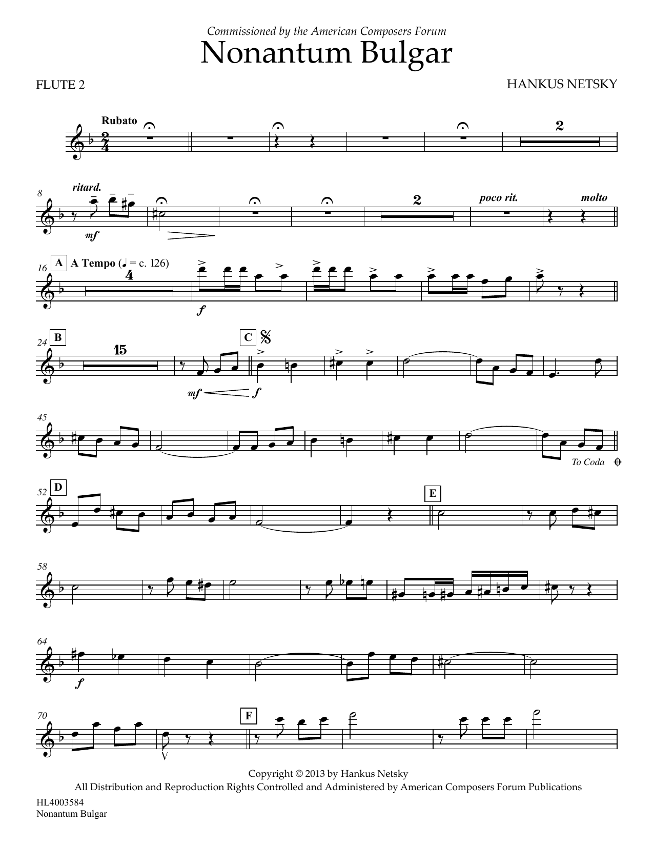 Learn to play Hankus Netsky Nonantum Bulgar - Flute 2 sheet music for Concert Band in minutes. Price: 5.9900$ Hankus Netsky Nonantum Bulgar - Flute 2 sheet music notes and chords arranged for Concert Band