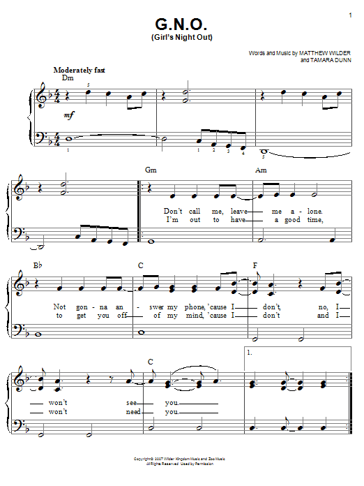 Hannah Montana G.N.O. (Girl's Night Out) sheet music notes and chords. Download Printable PDF.