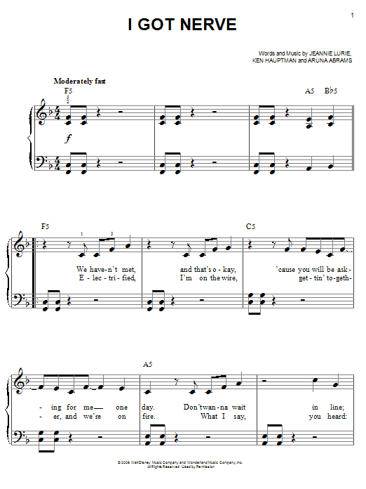 Hannah Montana I Got Nerve sheet music notes and chords. Download Printable PDF.