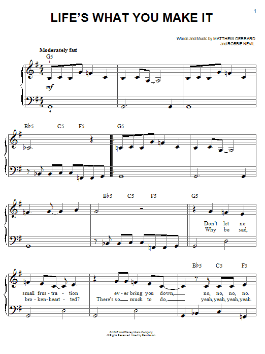 Hannah Montana Life's What You Make It sheet music notes and chords. Download Printable PDF.