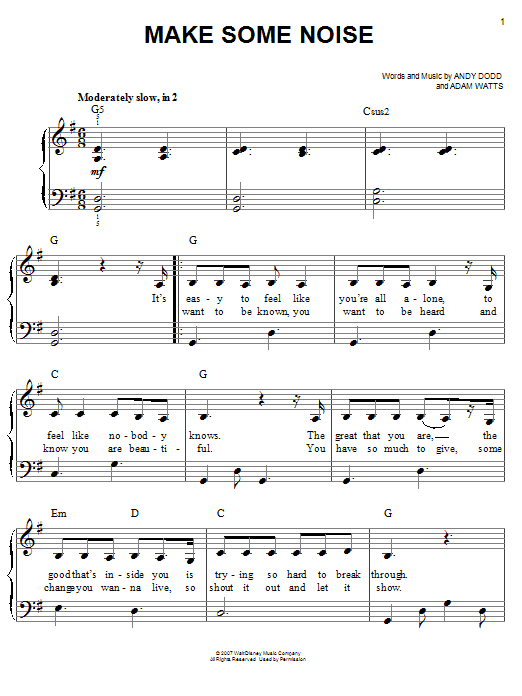 Hannah Montana Make Some Noise sheet music notes and chords. Download Printable PDF.