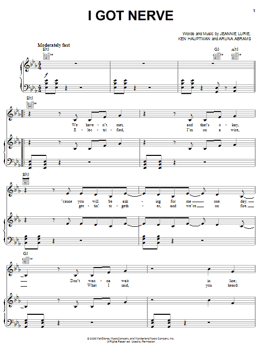 Hannah Montana I Got Nerve sheet music notes and chords. Download Printable PDF.