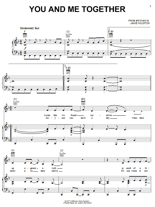 Learn to play Hannah Montana You And Me Together sheet music for Pro Vocal in minutes. Price: 6.9900$ Hannah Montana You And Me Together sheet music notes and chords arranged for Pro Vocal