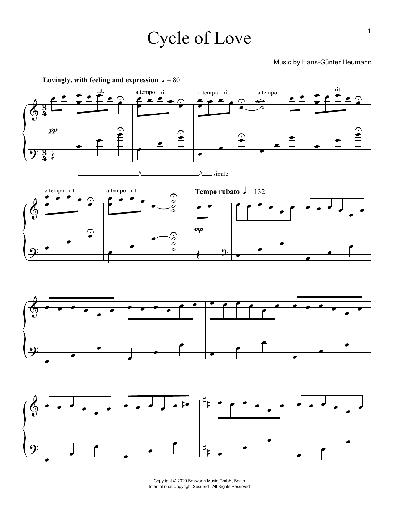 Hans-Günter Heumann Cycle Of Love sheet music notes and chords. Download Printable PDF.