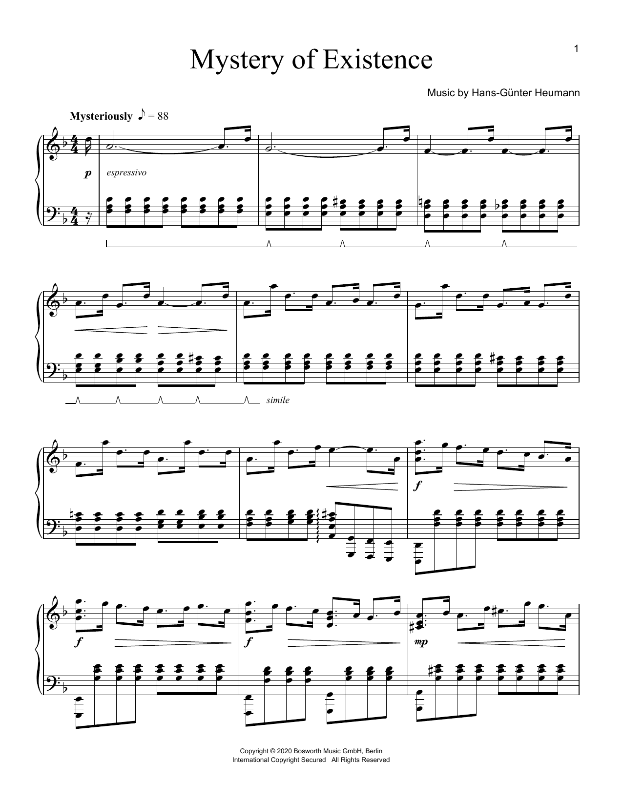 Hans-Günter Heumann Mystery Of Existence sheet music notes and chords. Download Printable PDF.