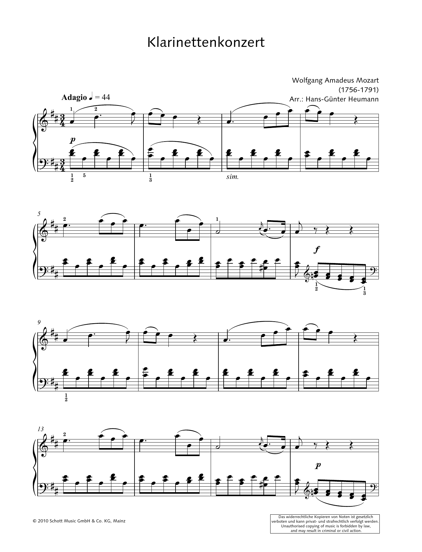 Learn to play Hans-Gunter Heumann Concerto for Clarinet and Orchestra in A major sheet music for Piano Solo in minutes. Price: 6.9900$ Hans-Gunter Heumann Concerto for Clarinet and Orchestra in A major sheet music notes and chords arranged for Piano Solo