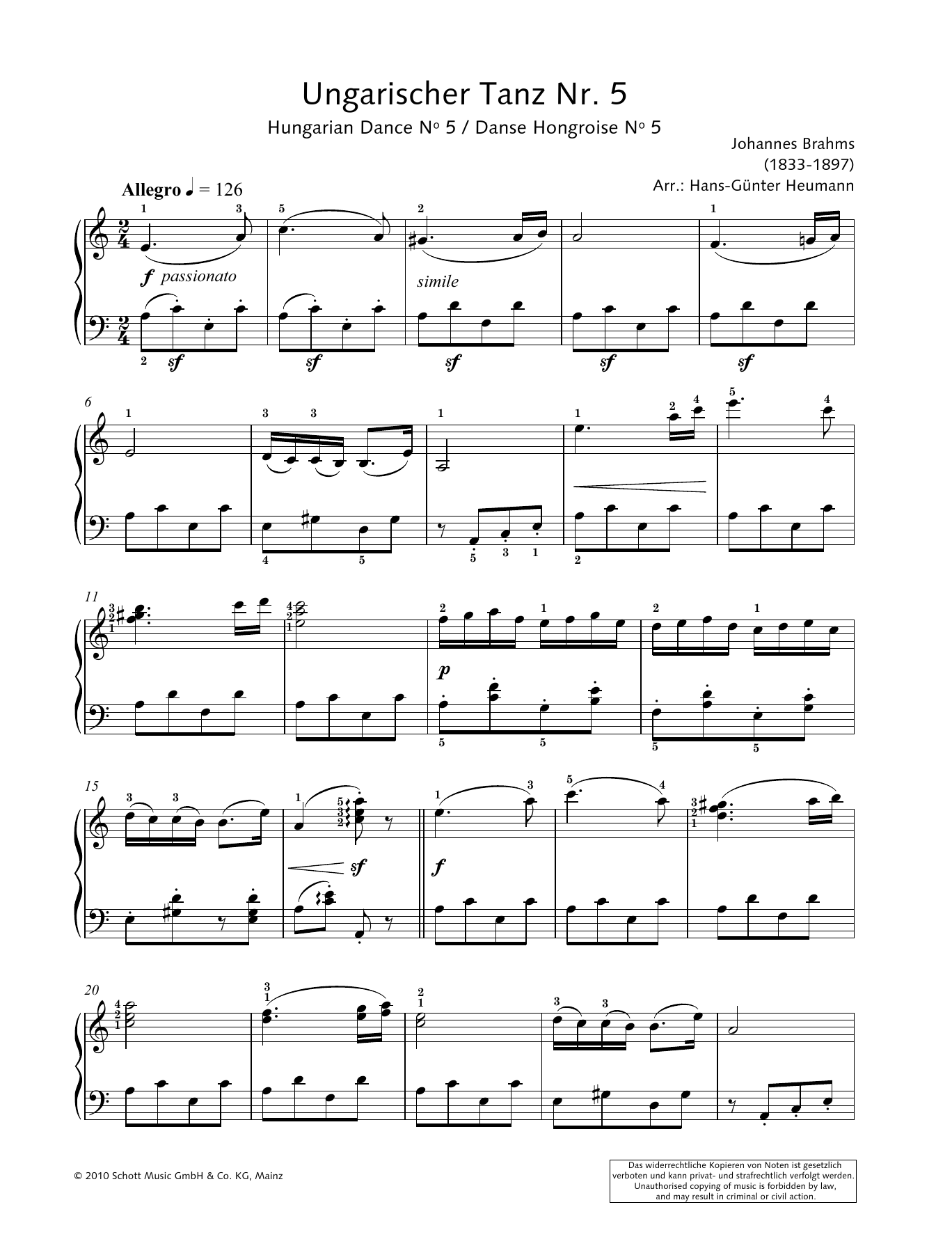 Learn to play Hans-Gunter Heumann Hungarian Dance No. 5 sheet music for Piano Solo in minutes. Price: 6.9900$ Hans-Gunter Heumann Hungarian Dance No. 5 sheet music notes and chords arranged for Piano Solo