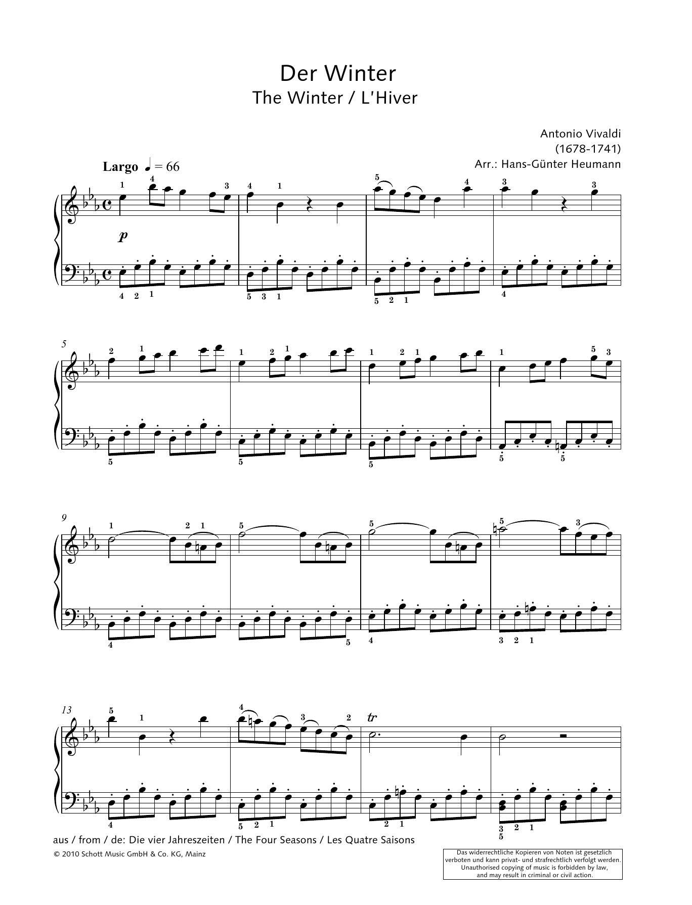 Learn to play Hans-Gunter Heumann The Winter sheet music for Piano Solo in minutes. Price: 6.9900$ Hans-Gunter Heumann The Winter sheet music notes and chords arranged for Piano Solo