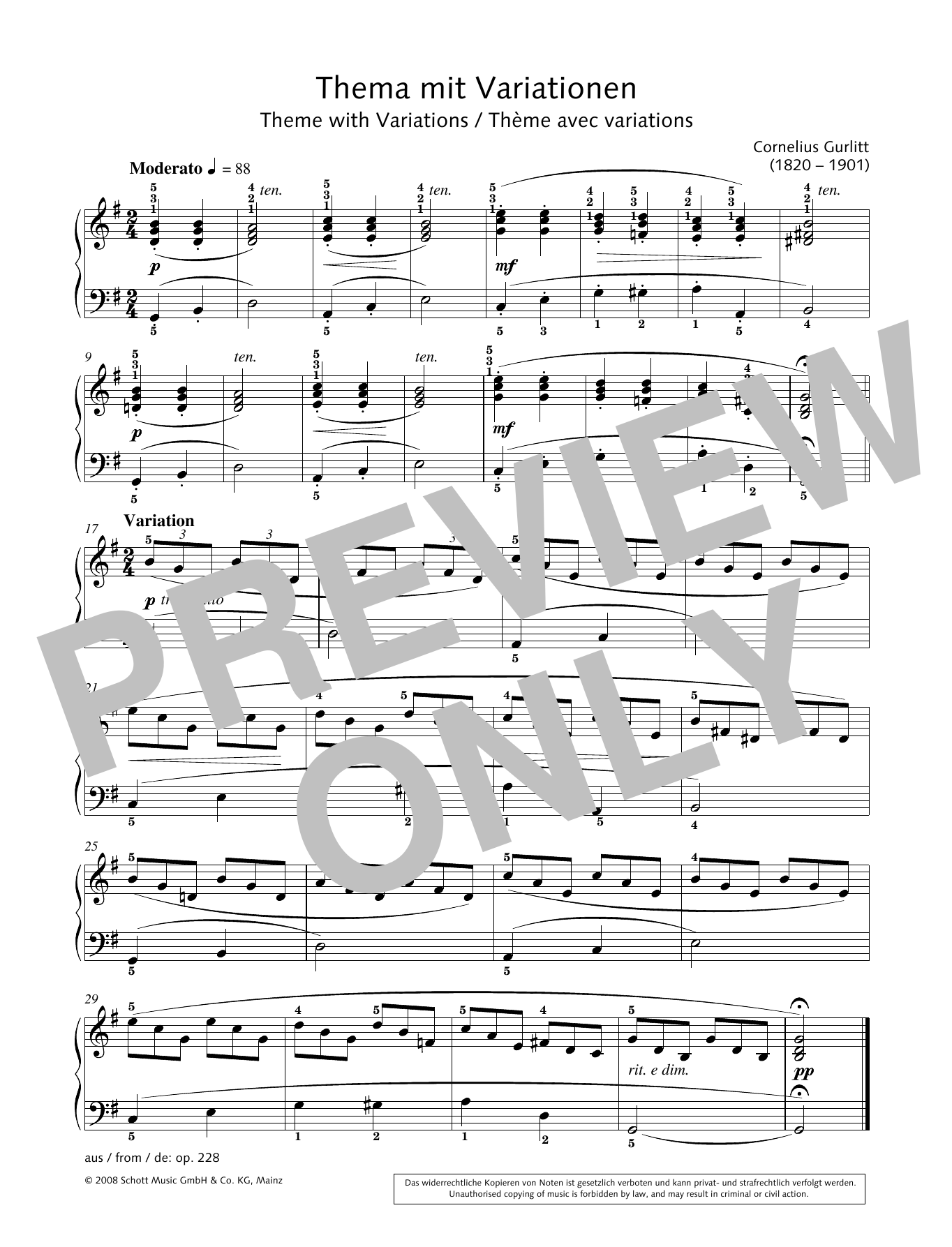 Hans Gunter Heumann Theme With Variations Sheet Music Pdf Notes Chords Classical Score Piano Solo Download Printable Sku