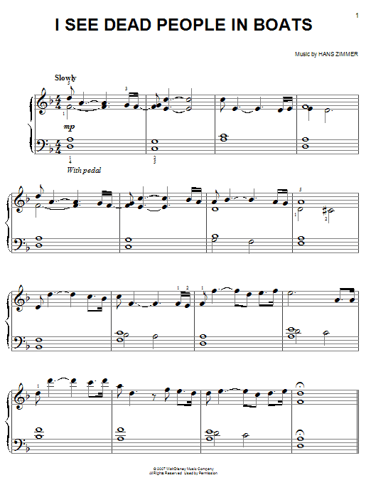 Hans Zimmer I See Dead People In Boats (from Pirates Of The Caribbean: At World's End) sheet music notes and chords. Download Printable PDF.