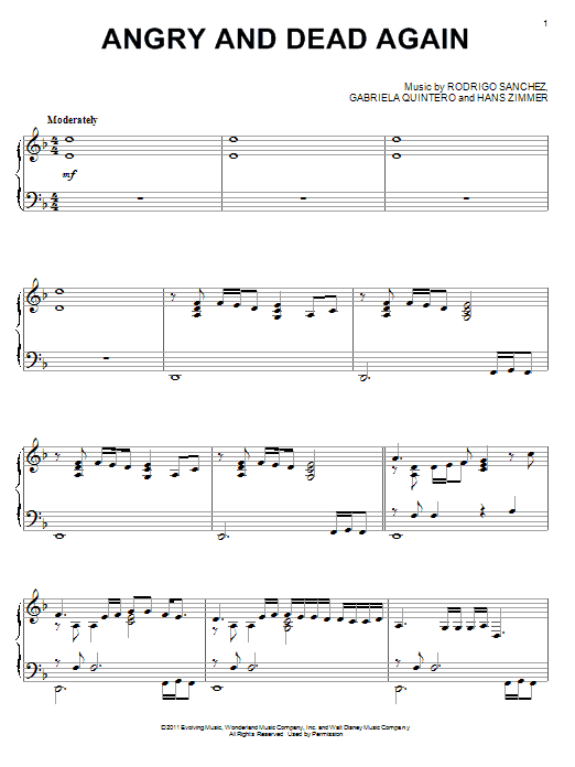 Learn to play Hans Zimmer Angry And Dead Again sheet music for Easy Piano in minutes. Hans Zimmer Angry And Dead Again sheet music notes and chords. Download Printable PDF.