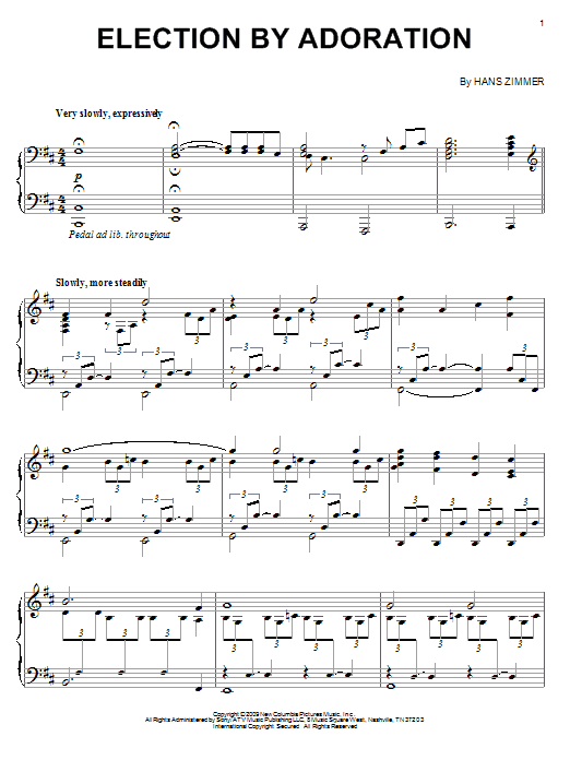 Learn to play Hans Zimmer Election By Adoration sheet music for Piano Solo in minutes. Hans Zimmer Election By Adoration sheet music notes and chords