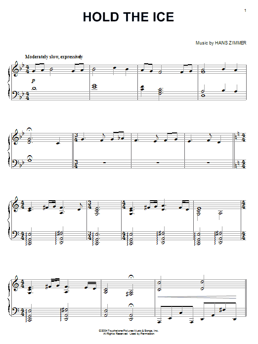 Hans Zimmer Hold The Ice (from King Arthur) sheet music notes and chords. Download Printable PDF.