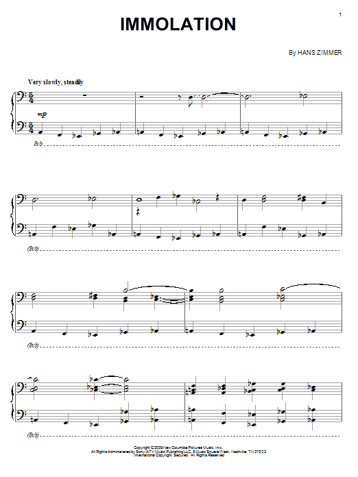 Hans Zimmer Immolation sheet music notes and chords. Download Printable PDF.