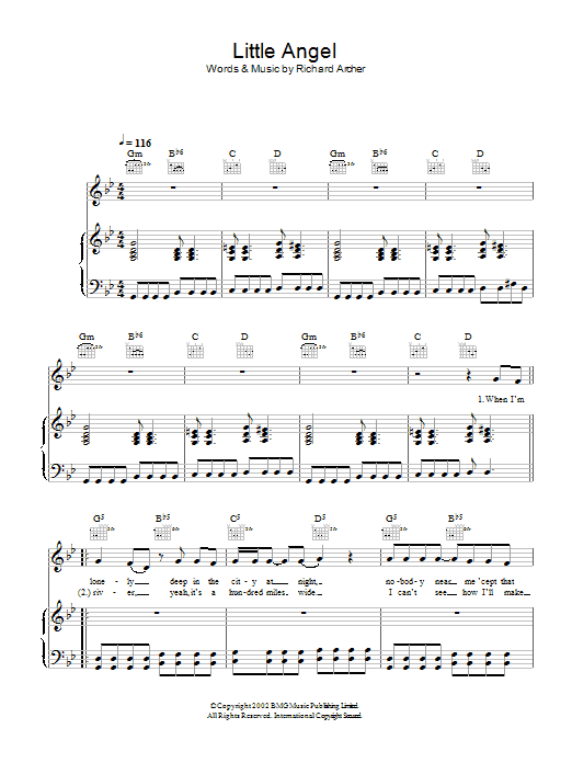 Hard-Fi Little Angel sheet music notes and chords. Download Printable PDF.