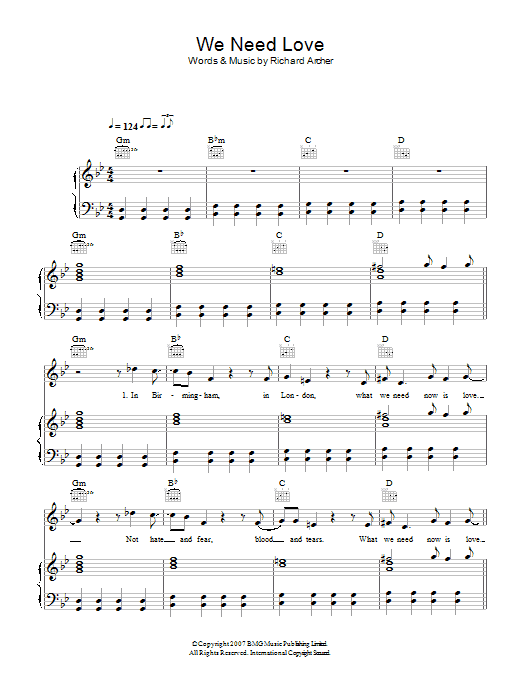 Hard-Fi We Need Love sheet music notes and chords. Download Printable PDF.