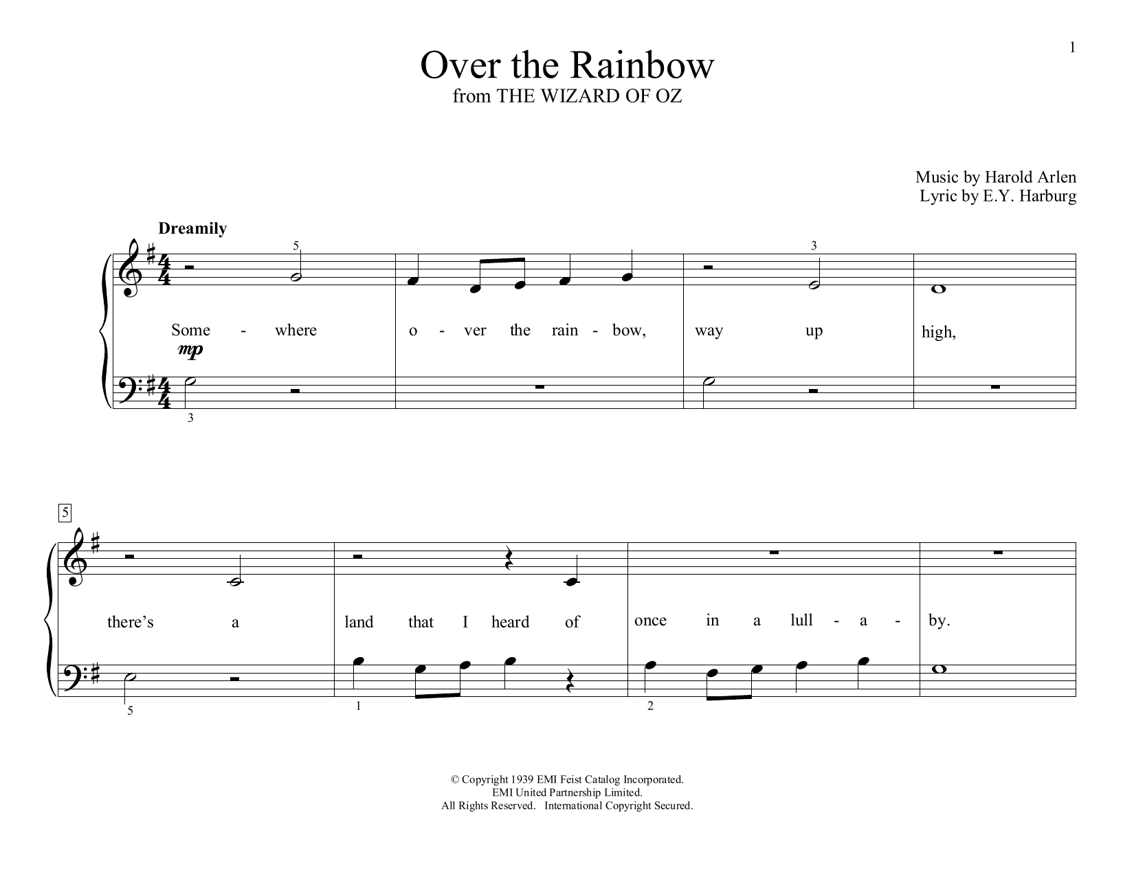 Harold Arlen "Over The Rainbow (from The Wizard Of Oz) (arr. Christopher Hussey)" Sheet Music ...