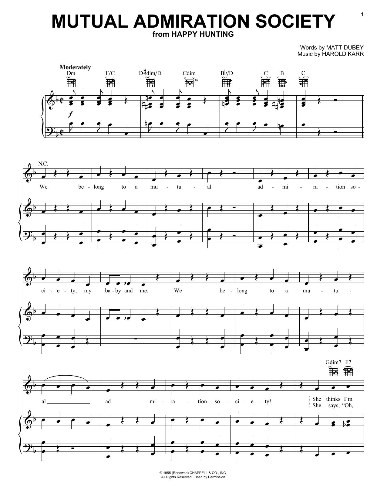 Harold Karr Mutual Admiration Society sheet music notes and chords. Download Printable PDF.