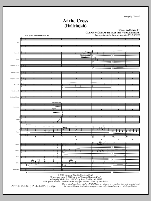 Learn to play Harold Ross At The Cross (Hallelujah) - Full Score sheet music for Choir Instrumental Pak in minutes. Price: 8.9900$ Harold Ross At The Cross (Hallelujah) - Full Score sheet music notes and chords arranged for Choir Instrumental Pak
