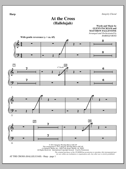 Learn to play Harold Ross At The Cross (Hallelujah) - Harp sheet music for Choir Instrumental Pak in minutes. Price: 8.9900$ Harold Ross At The Cross (Hallelujah) - Harp sheet music notes and chords arranged for Choir Instrumental Pak