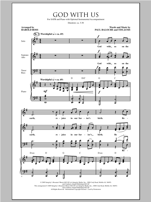 Harold Ross God With Us sheet music notes and chords. Download Printable PDF.