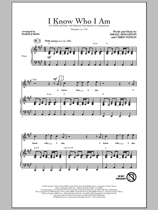 Learn to play Harold Ross I Know Who I Am sheet music for SATB Choir in minutes. Price: 3.9900$ Harold Ross I Know Who I Am sheet music notes and chords arranged for SATB Choir