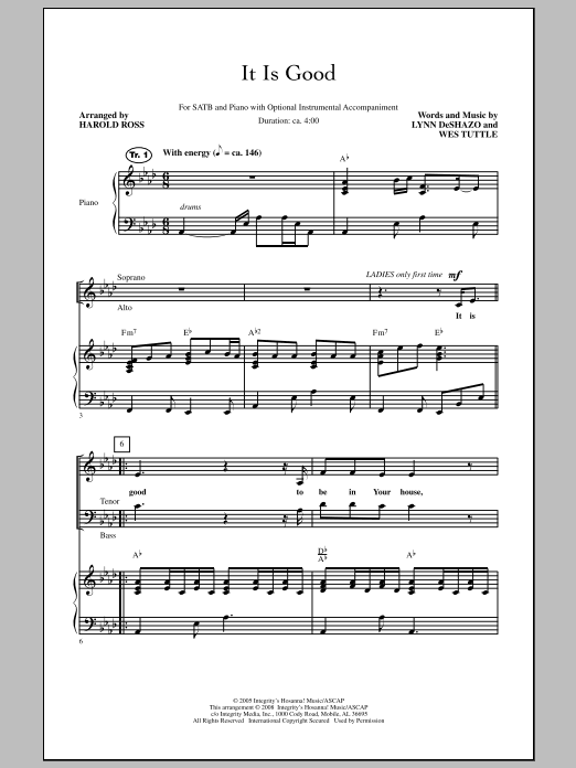 Harold Ross It Is Good sheet music notes and chords. Download Printable PDF.