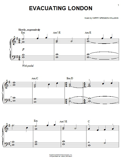 Harry Gregson-Williams Evacuating London sheet music notes and chords arranged for Easy Piano