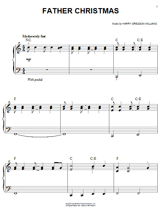 Harry Gregson-Williams Father Christmas sheet music notes and chords arranged for Easy Piano