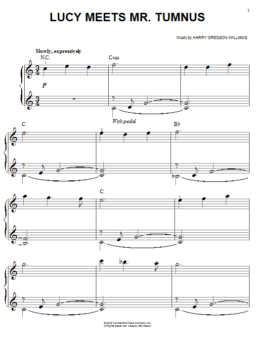 Harry Gregson-Williams Lucy Meets Mr. Tumnus sheet music notes and chords arranged for Easy Piano