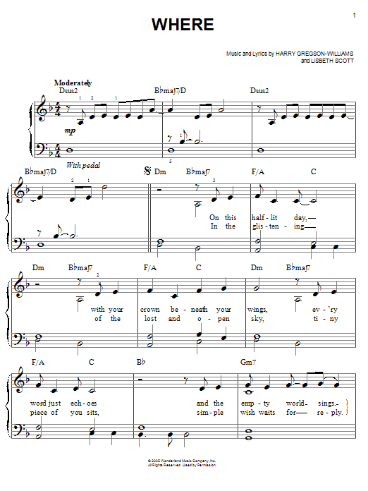 Harry Gregson-Williams Where sheet music notes and chords. Download Printable PDF.