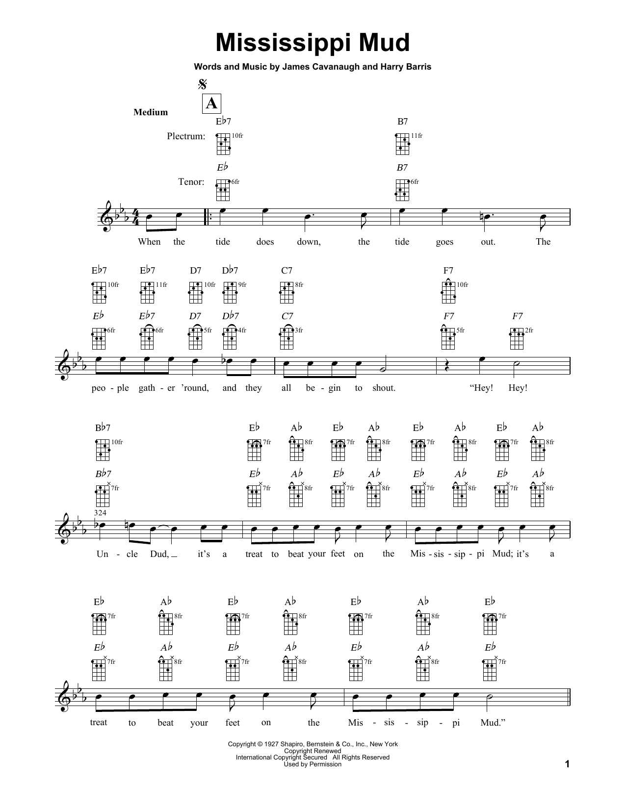 Harry Barris Mississippi Mud sheet music notes and chords. Download Printable PDF.