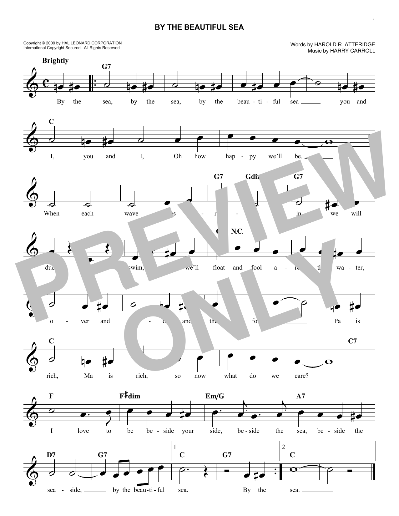 Learn to play Harry Carroll By The Beautiful Sea sheet music for Easy Lead Sheet / Fake Book in minutes. Price: 5.9900$ Harry Carroll By The Beautiful Sea sheet music notes and chords arranged for Easy Lead Sheet / Fake Book