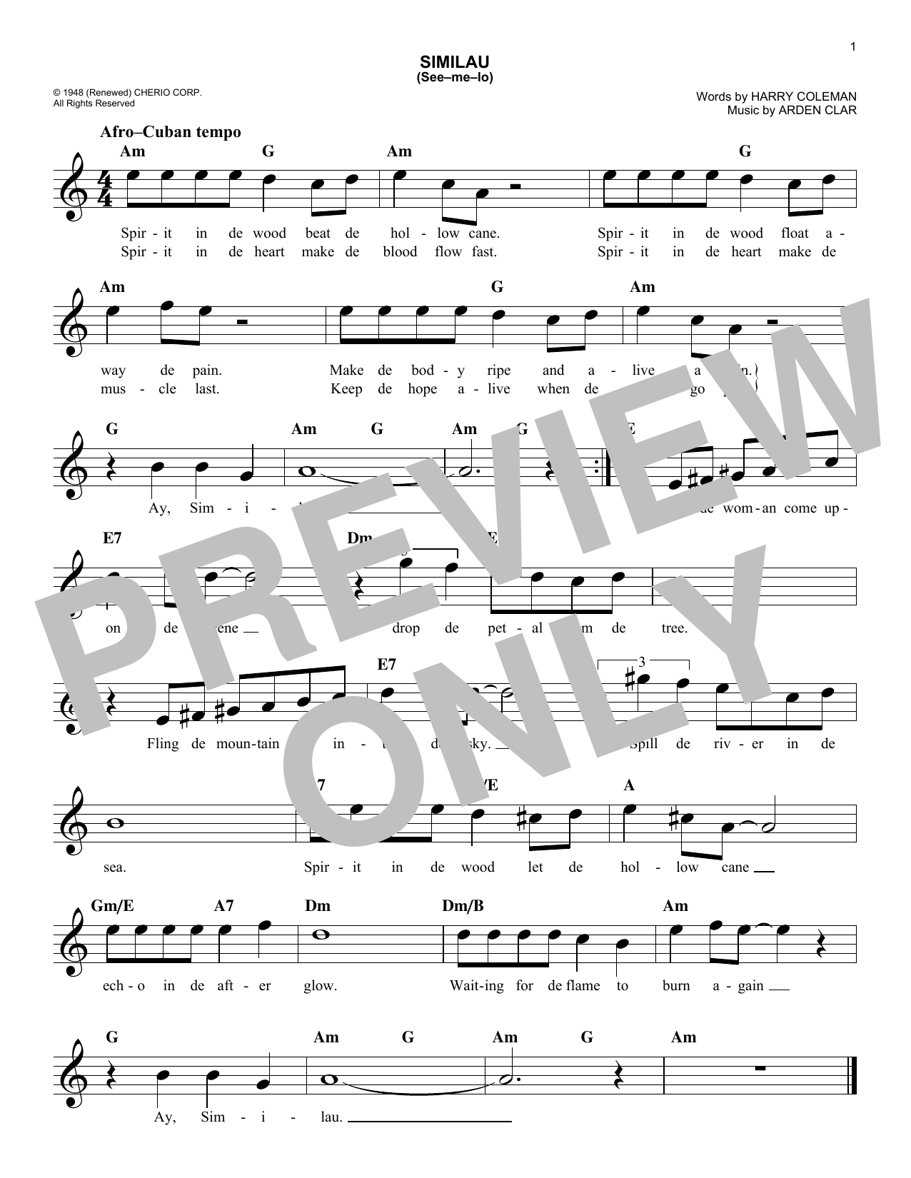 Peggy Lee Similau (See-me-lo) sheet music notes and chords. Download Printable PDF.