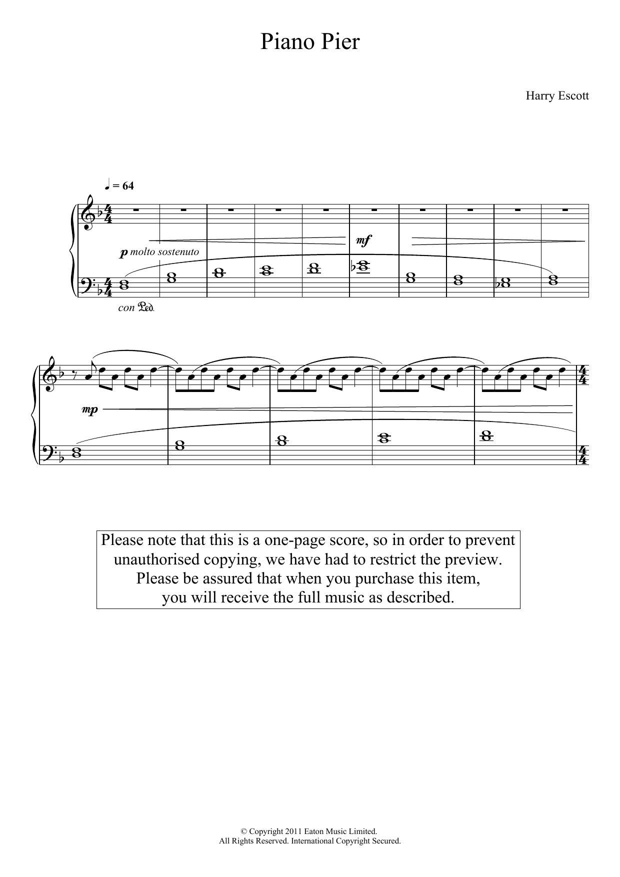 Harry Escott Piano Pier sheet music notes and chords. Download Printable PDF.