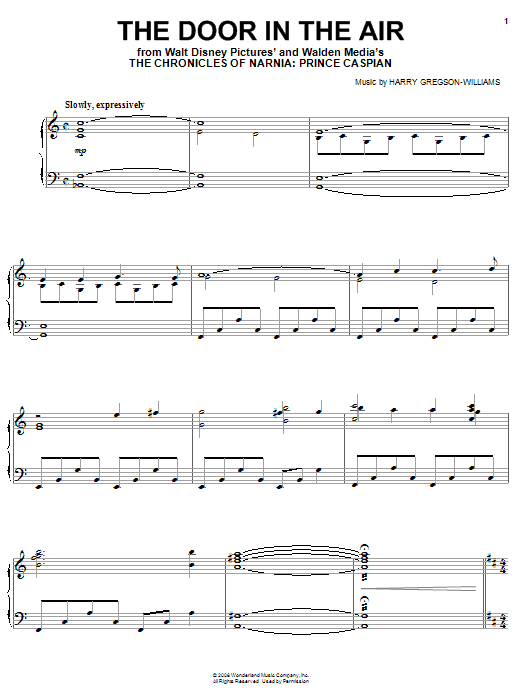 Learn to play Harry Gregson-Williams The Door In The Air sheet music for Piano Solo in minutes. Harry Gregson-Williams The Door In The Air sheet music notes and chords. Download Printable PDF.
