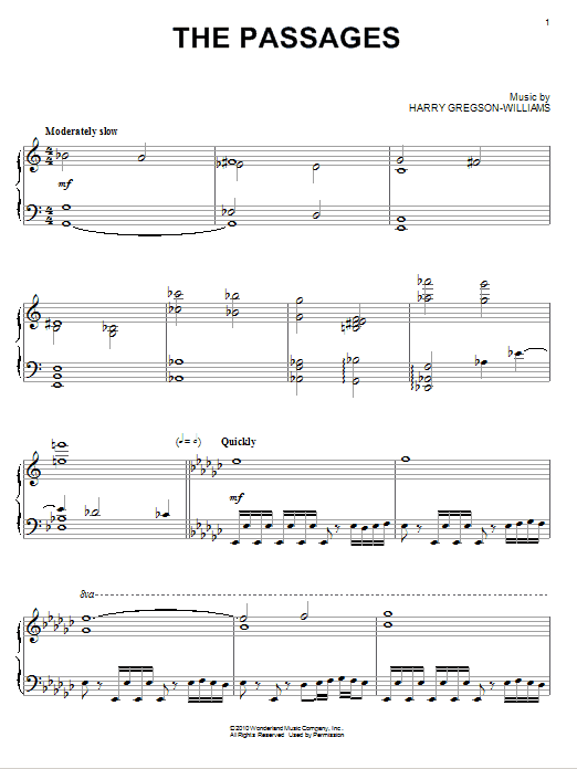 Harry Gregson-Williams The Passages sheet music notes and chords. Download Printable PDF.