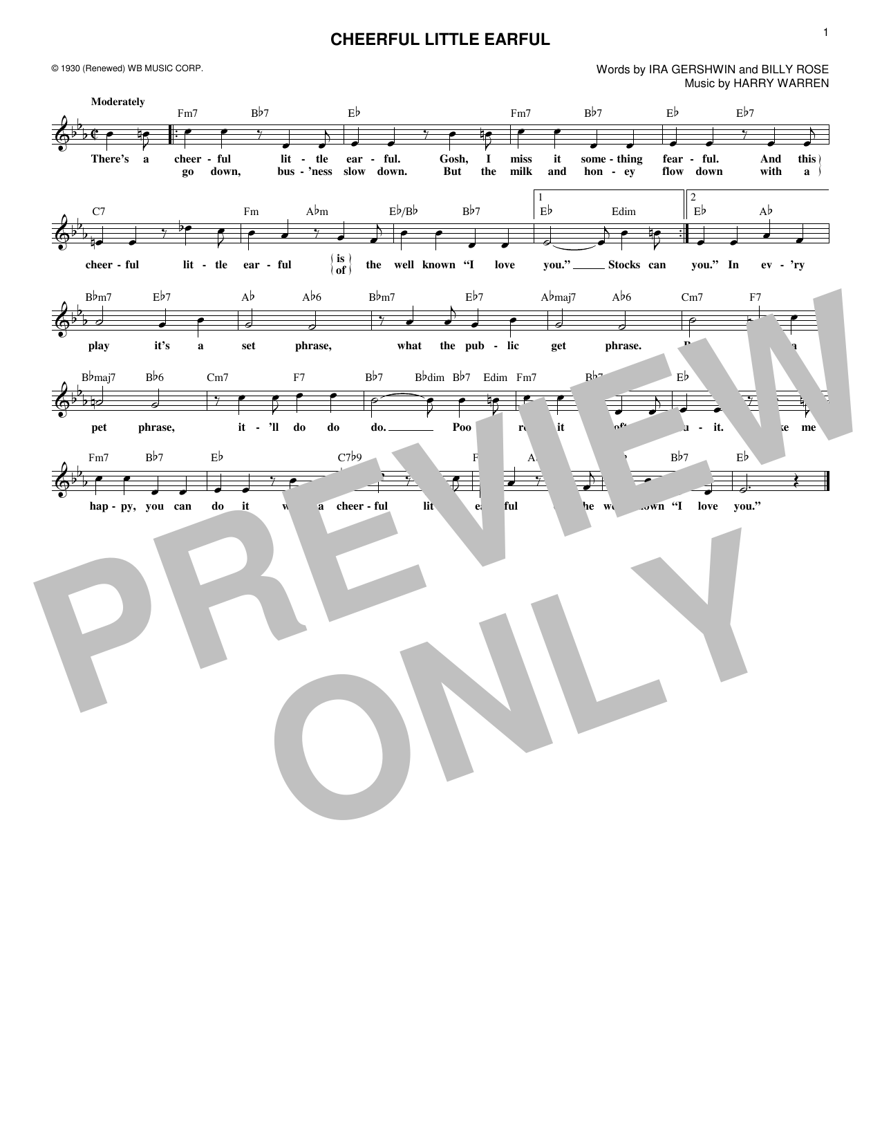 Harry Warren Cheerful Little Earful sheet music notes and chords. Download Printable PDF.