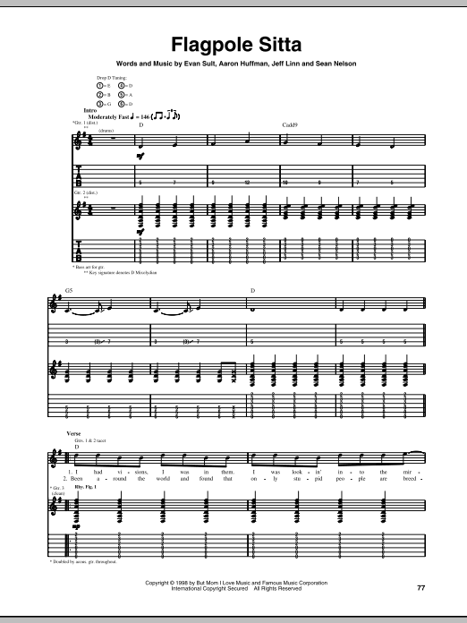 Harvey Danger Flagpole Sitta sheet music notes and chords. Download Printable PDF.